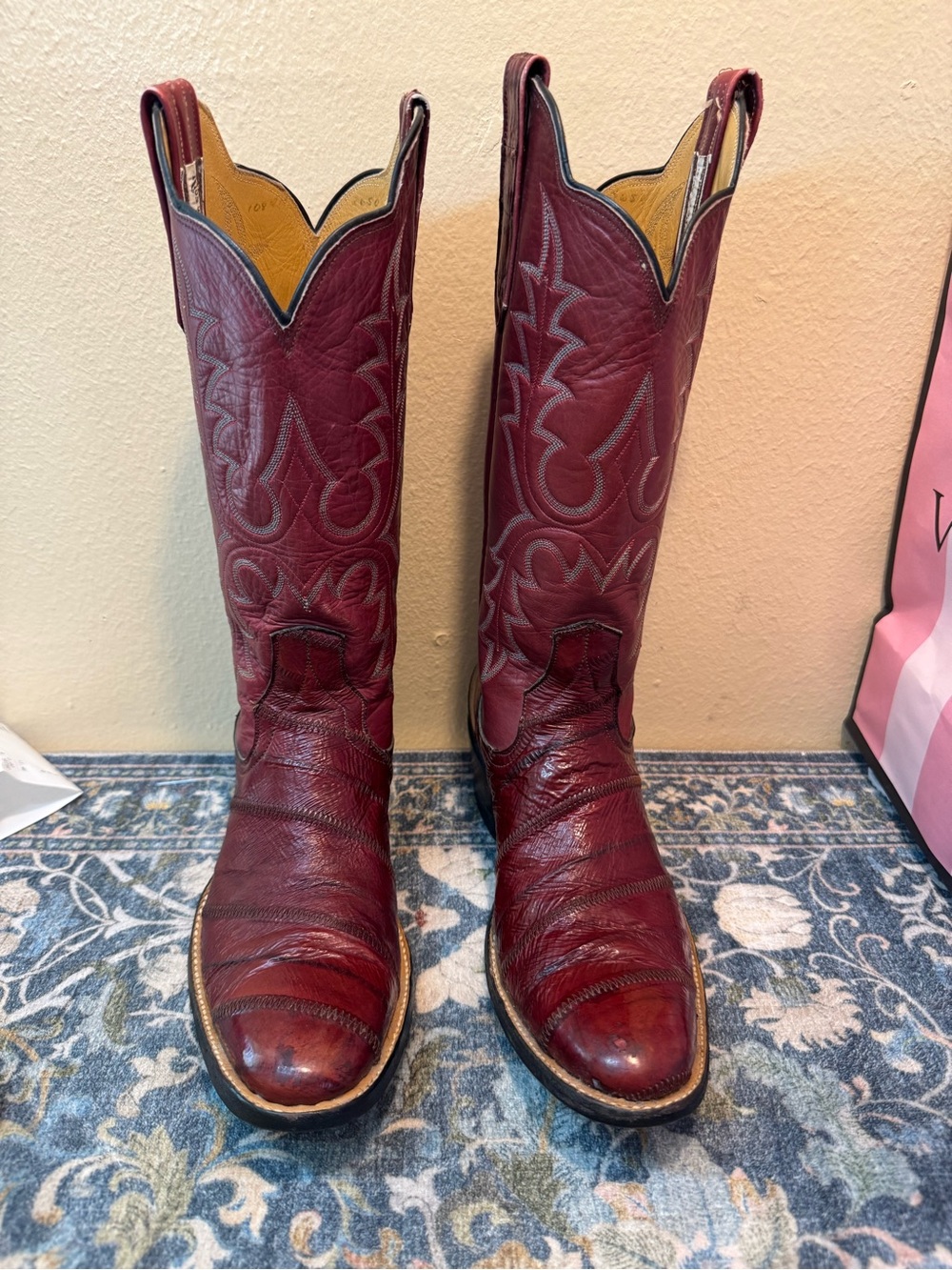 Rios of Mercedes Burgundy Eel and Leather custom Cowboy Boots